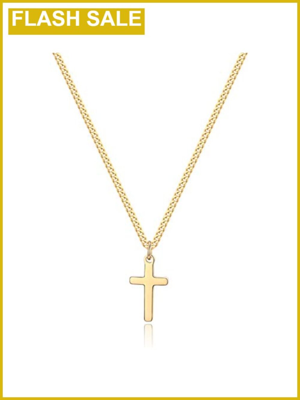 14K Gold Filled Stainless Steel Cross Necklace Cuban Chain Faith Jewelry Gift